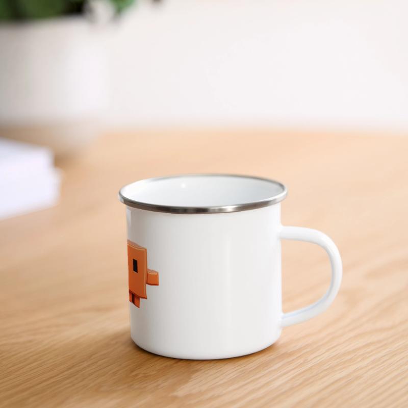 Claude Code Pixel 3D Maskottchen süßer Dev-Aufkleber Panorama Emaille-Tasse