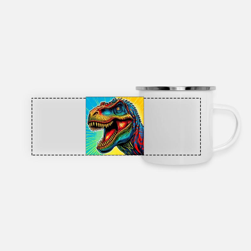 dinosaurie - Emaljmugg panorama - vit