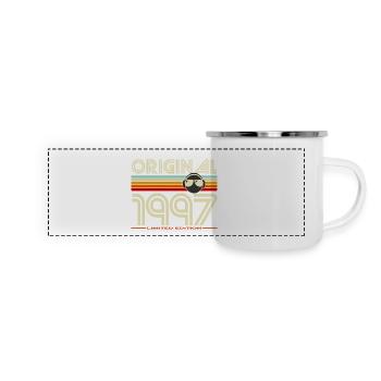 Original 1997: Retro-Kopfhörer - Panorama Emaille-Tasse - Weiß - Vorne