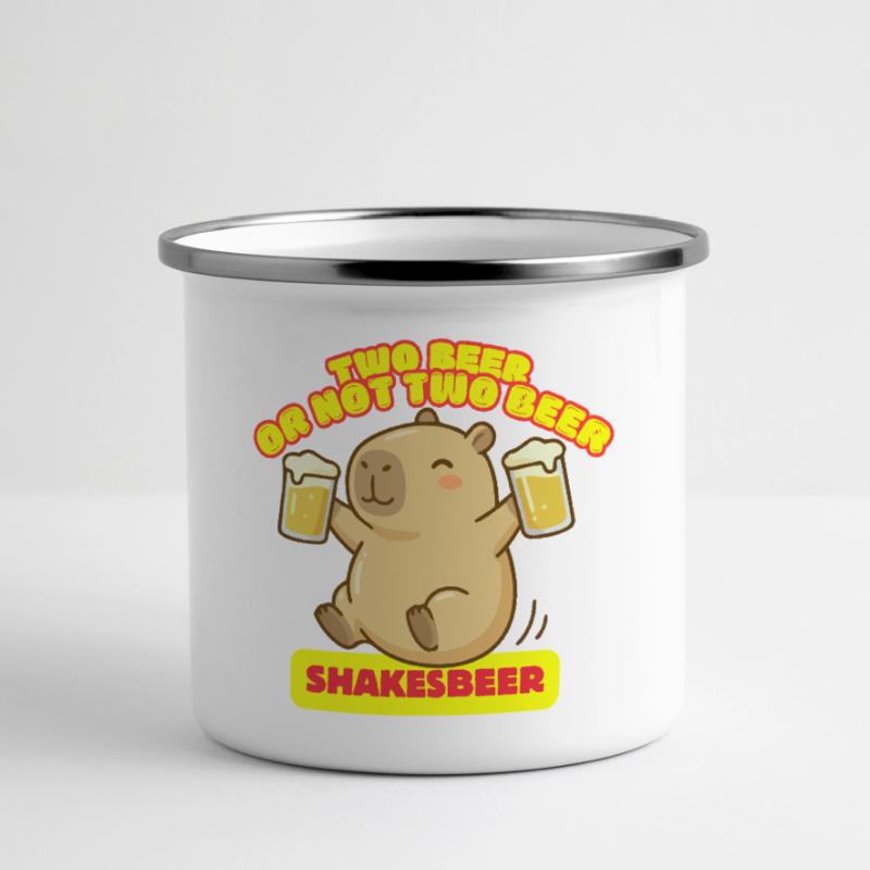 Zwei Bier oder nicht zwei Bier – Shakesbeer – Capybara Panorama Emaille-Tasse
