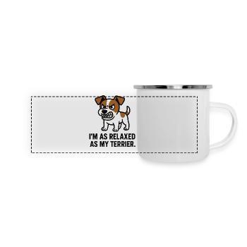 Entspannter Terrier Spruch - Panorama Emaille-Tasse - Weiß - Vorne