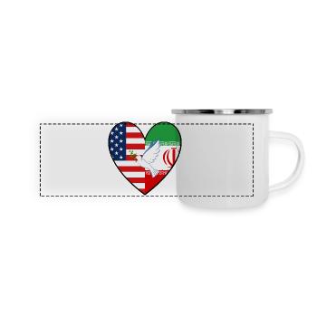 USA Iran Flaggen Frieden Taube Peace - Panorama Emaille-Tasse - Weiß - Vorne
