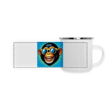 Schimpansen-Affe - Panorama Emaille-Tasse - Weiß - Vorne