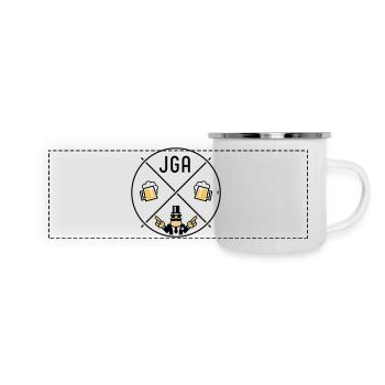 Signe de main du marié pour enterrement de vie de garçon Cercle de bière POS 3C - Mug panoramique émaillé - blanc - Devant