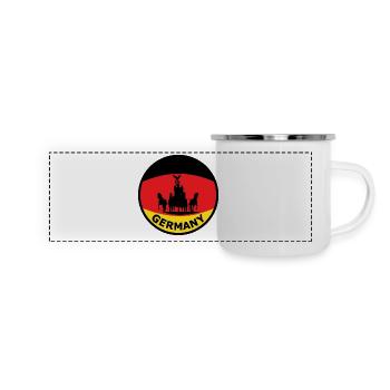 Deutschlandflagge Streitwagen Silhouette - Panorama Emaille-Tasse - Weiß - Vorne