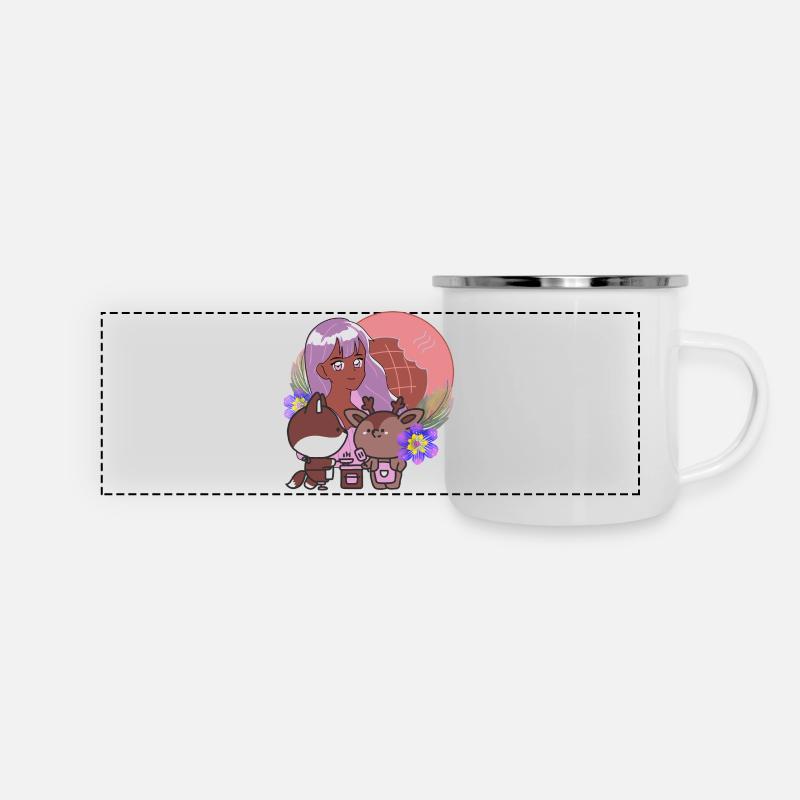 Kawaii-Küche & Magische Prothese - Panorama Emaille-Tasse - Weiß
