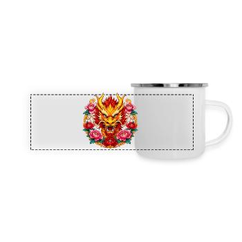Dragon head in a fire floral frame - Panoramic Camper Mug - white - Front