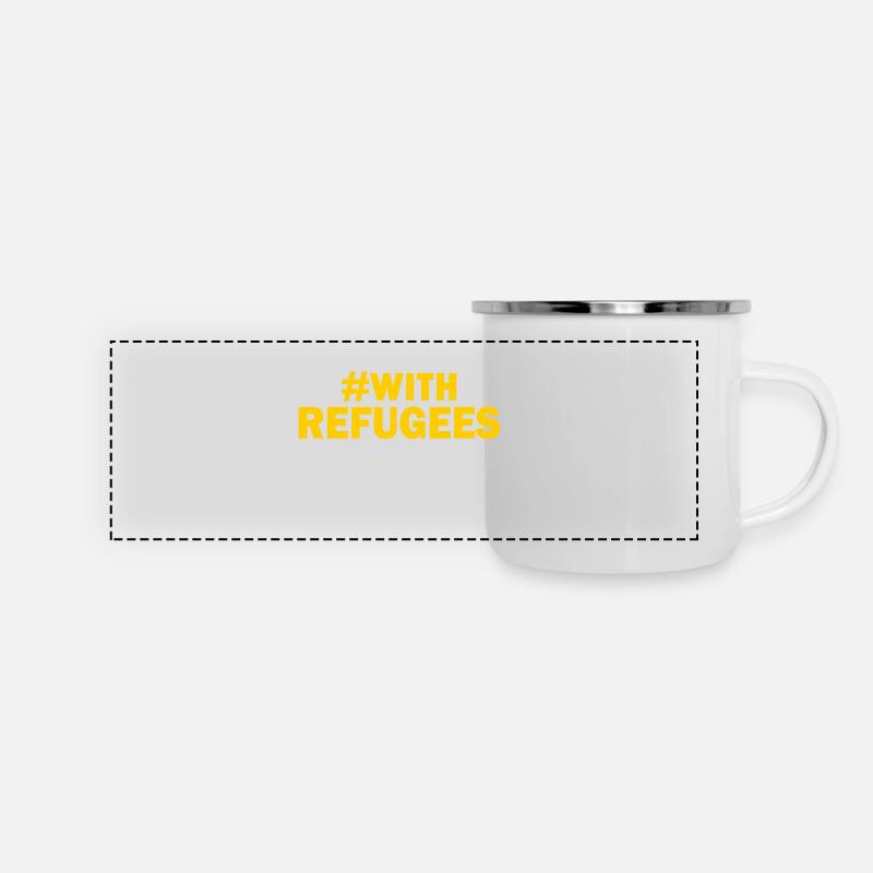 With refugees - Mug panoramique émaillé - blanc