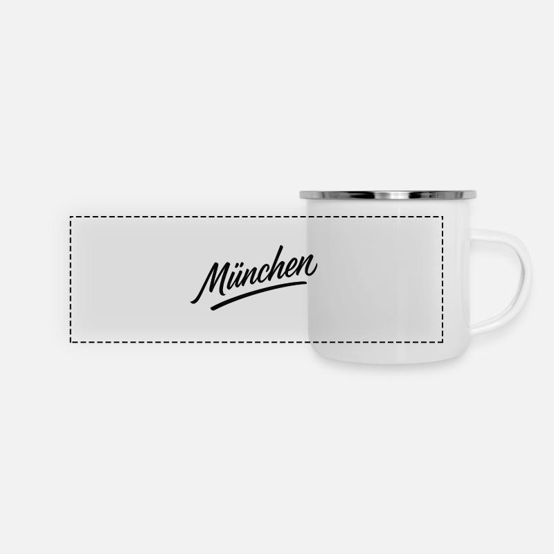 München Script Flair - Panorama Emaille-Tasse - Weiß