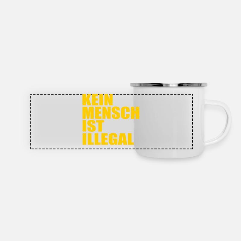 kein mensch ist illegal - Panorama Emaille-Tasse - Weiß