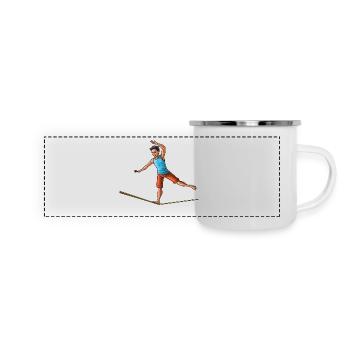 Slackliner - Slackline-Liebhaber - Panorama Emaille-Tasse - Weiß - Vorne