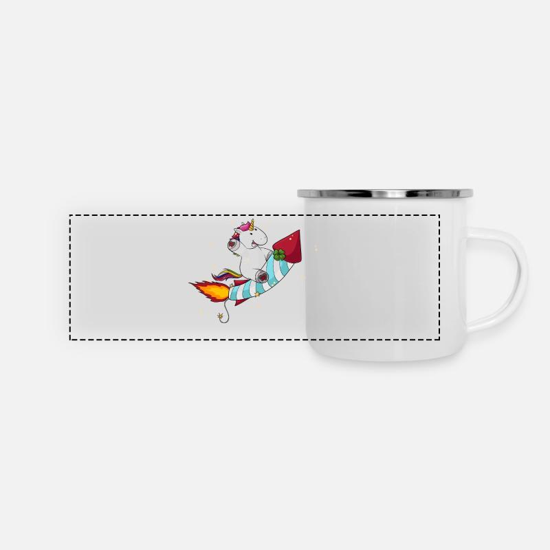 Comic Rocket Unicorn - Mug panoramique émaillé - blanc