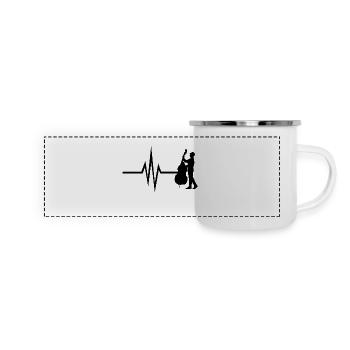 Mon cœur bat pour le double instrument basse basse - Mug panoramique émaillé - blanc - Devant
