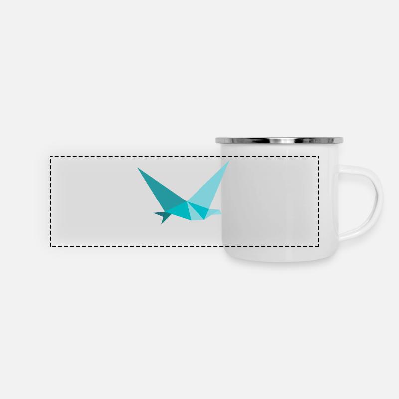 Vogel Schwalbe Origami Polygon - Panorama Emaille-Tasse - Weiß