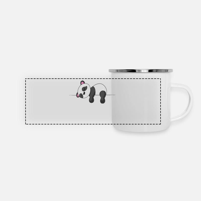 Schläfriger Comic Panda - Panorama Emaille-Tasse - Weiß