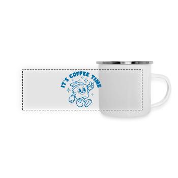 Kaffee und gute laune - Panorama Emaille-Tasse - Weiß - Vorne