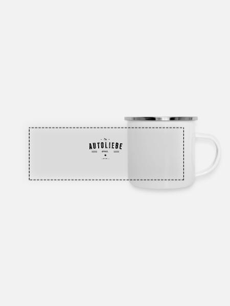 Autoliebe Apparel - Panorama Emaille-Tasse - Weiß