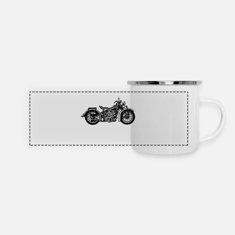 Chopper / moto bobber 03_schwarz - Mug panoramique émaillé - blanc