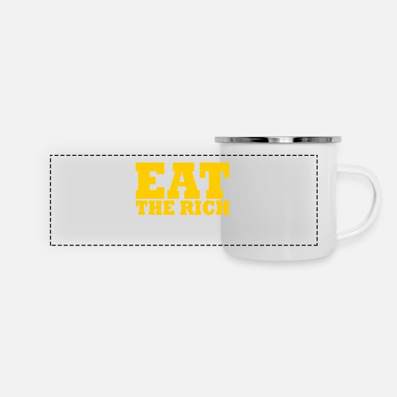 Eat the rich - Panorama Emaille-Tasse - Weiß