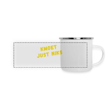 kmoet just niks, chemises en dialecte anversois - Mug panoramique émaillé - blanc - Devant