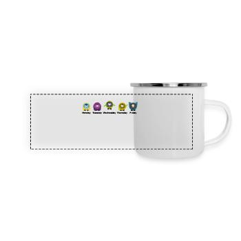 Wochentage Monster - Panorama Emaille-Tasse - Weiß - Vorne