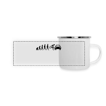 motorrad moped motorcycle motorbike evolution4 - Panorama Emaille-Tasse - Weiß - Vorne