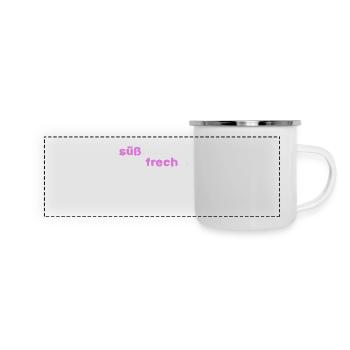 süß und frech frech süß - Panorama Emaille-Tasse - Weiß - Vorne