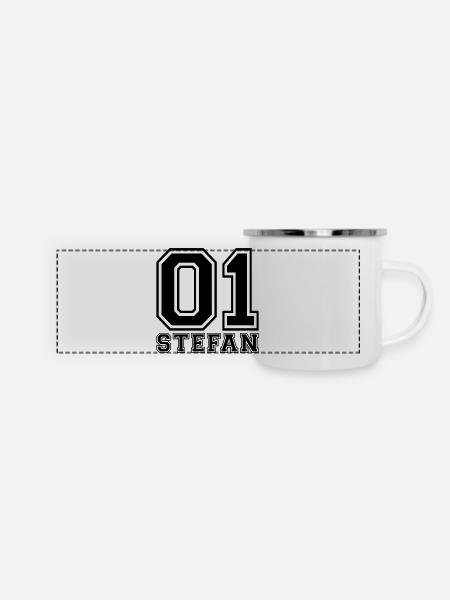 Stefan - Name - Panorama Emaille-Tasse - Weiß