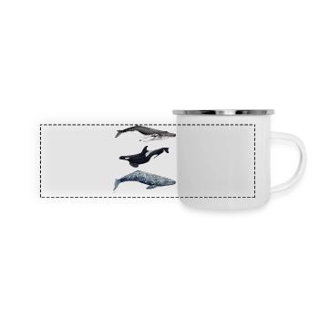 Yubarta, orca and gray whale - whales - baleine - Panoramic Camper Mug - white - Front