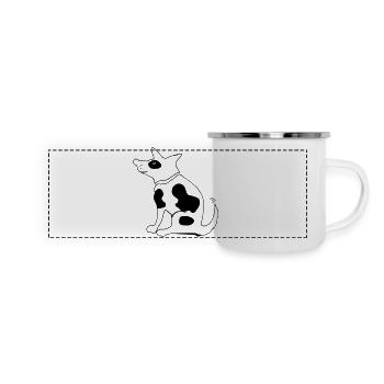 Funny spotted dog, terrier - Panoramic Camper Mug - white - Front
