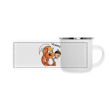 Yummy Eichhörnchen - Tier - Tiere - Comic - Panorama Emaille-Tasse - Weiß - Vorne