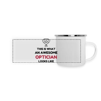 opticien / optique / yeux / lunettes - Mug panoramique émaillé - blanc - Devant