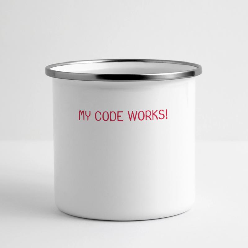 My code works Programmierer Informatiker Panorama Emaille-Tasse
