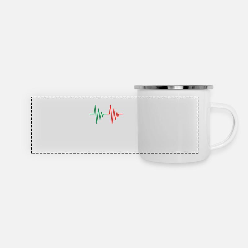 Algérie Battement de coeur ECG drapeau drapeau - Mug panoramique émaillé - blanc
