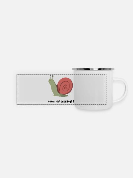 Nume nid gsprängt - Panorama Emaille-Tasse - Weiß