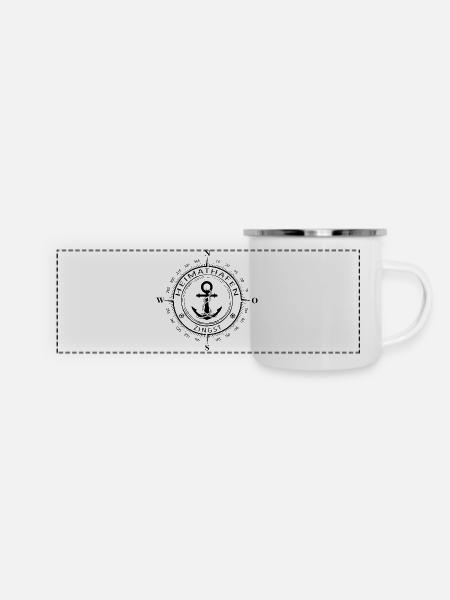 Heimathafen Zingst - Panorama Emaille-Tasse - Weiß
