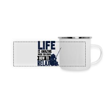 Angler Fishing Hook Fishing Rod Sport Fisherman - Panoramic Camper Mug - white - Front