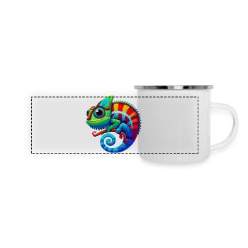 Chamäleon - Panorama Emaille-Tasse - Weiß - Vorne