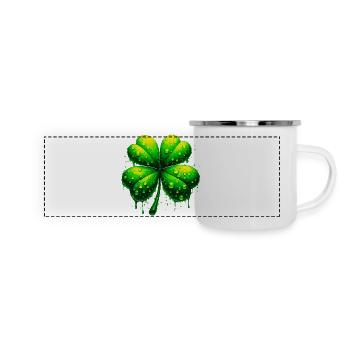 Trèfle à quatre feuilles - Mug panoramique émaillé - blanc - Devant