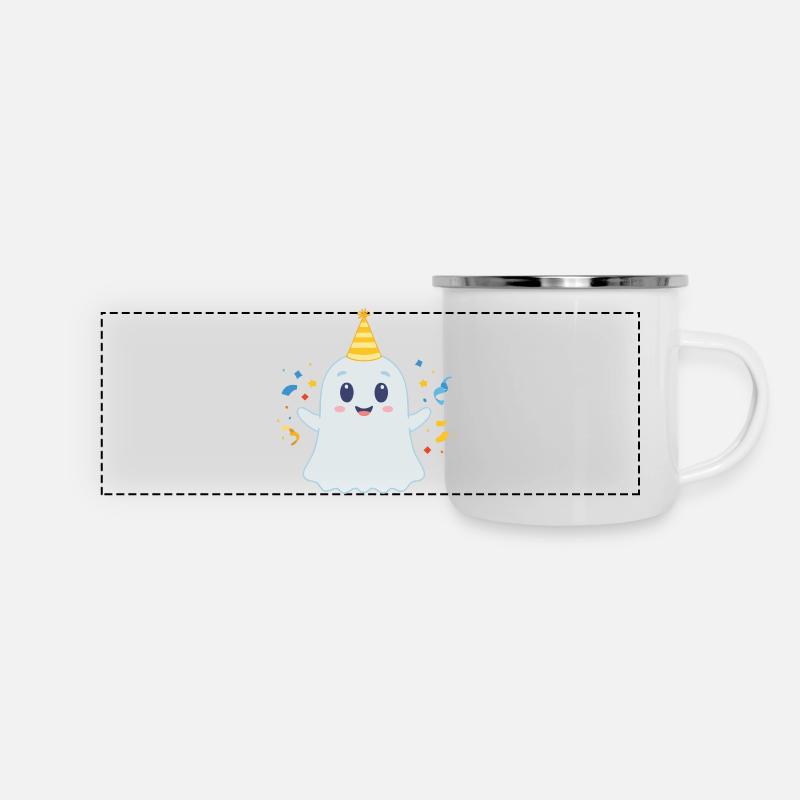cute party ghost - Panoramic Camper Mug - white