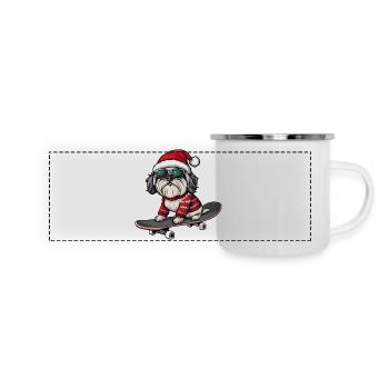 Havanese Dog Christmas Skateboard - Panoramic Camper Mug - white - Front