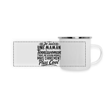 Maman Tennisfrau: normal, aber knallharter - Panorama Emaille-Tasse - Weiß - Vorne