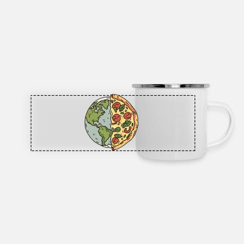 Conception de la tranche de pizza de la terre - Mug panoramique émaillé - blanc