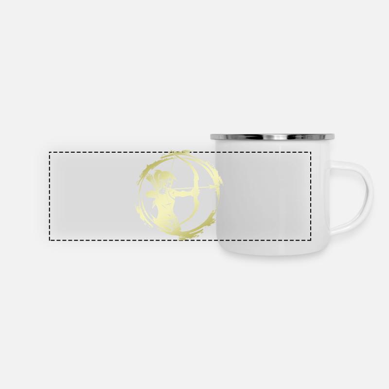 Silhouette de tir à l’arc - Mug panoramique émaillé - blanc