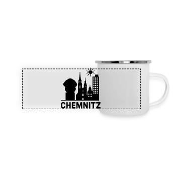 Chemnitz Landmark Silhouette - Panoramic Camper Mug - white - Front