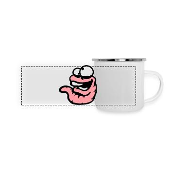 Wurm Lachend Verrückt Schielend Albern Dämlich - Panorama Emaille-Tasse - Weiß - Vorne