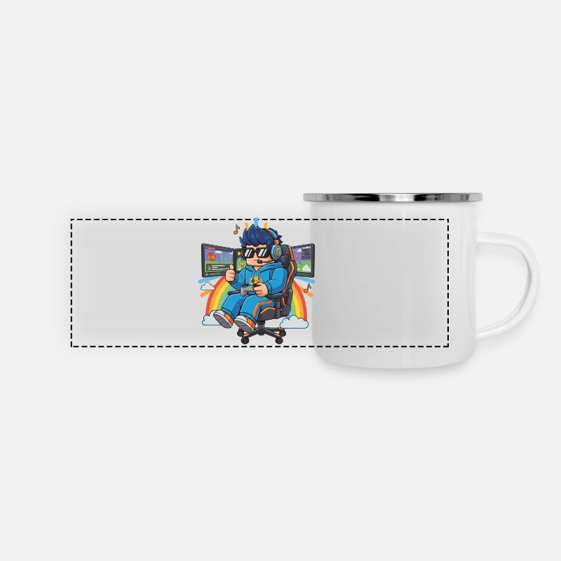 Cool streamer playing games - Panoramic Camper Mug - white