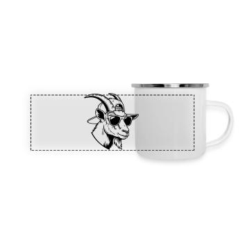 Une chèvre cool avec des lunettes de soleil et une casquette - Mug panoramique émaillé - blanc - Devant