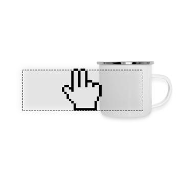 Maushand 2 Finger - Panorama Emaille-Tasse - Weiß - Vorne