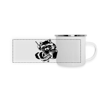 Raccoon with bucket & mop - Panoramic Camper Mug - white - Front